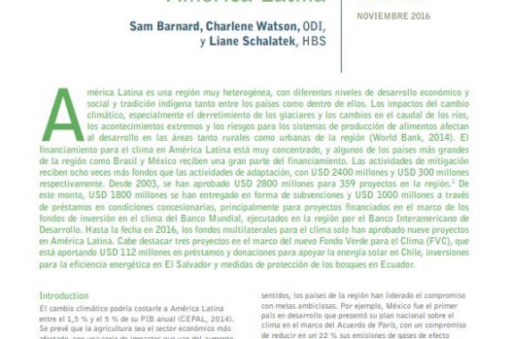 Reseña regional sobre el financiamiento para el clima: América Latina